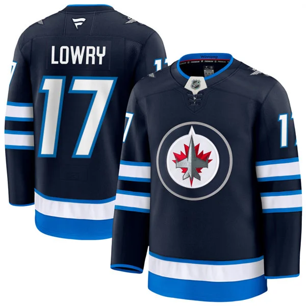 Men's Winnipeg Jets #17 Adam Lowry Fanatics Navy Home Premium Jersey