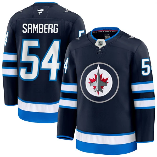 Men's Winnipeg Jets #54 Dylan Samberg Fanatics Navy Home Premium Jersey
