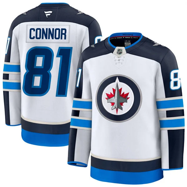 Mens Winnipeg Jets #81 Kyle Connor Fanatics White Away Premium Jersey