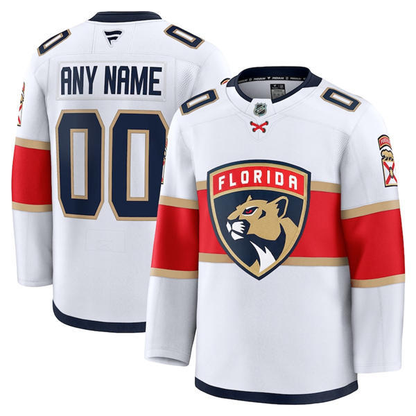 Men's Youth Florida Panthers Custom Fanatics White Away Jersey