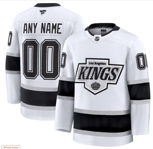Men's Youth Los Angeles Kings Custom Fanatics White Away Premier Jersey