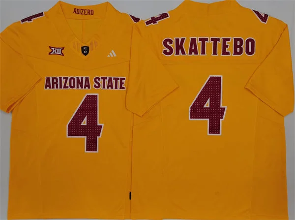 Mens Arizona State Sun Devils #4 Cam Skattebo 2024 Gold Football Game Jersey