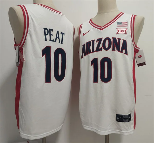 Arizona Wildcats #10 Koa Peat White Retro College Basketball Game Jersey