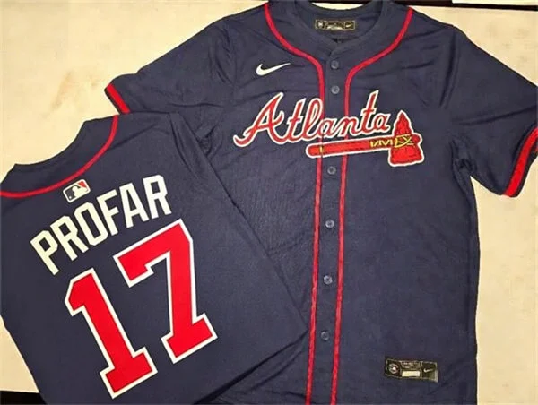 Mens Atlanta Braves #17 Jurickson Profar Nike Navy Red Strip Alternate Limited Player Jersey