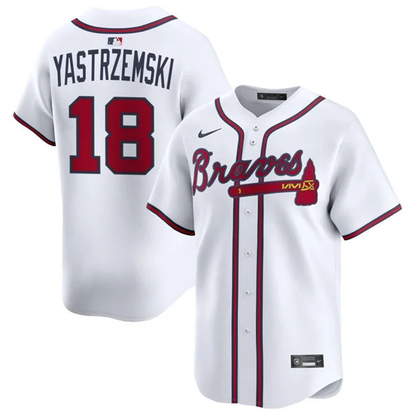 Mens Atlanta Braves #18 Mike Yastrzemski Nike White Home Limited Player Jersey