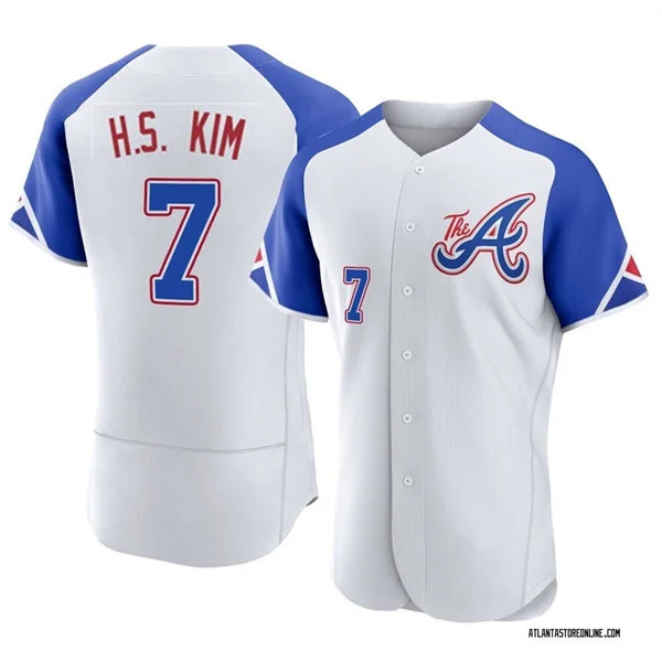 Mens Atlanta Braves #7 Ha-Seong Kim White City Connect Jersey