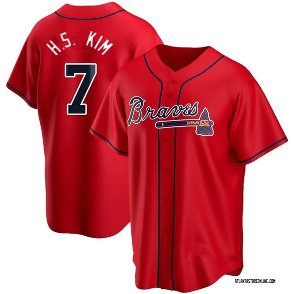 Mens Atlanta Braves #7 Ha-Seong Kim Nike Red Alternate Limited Jersey