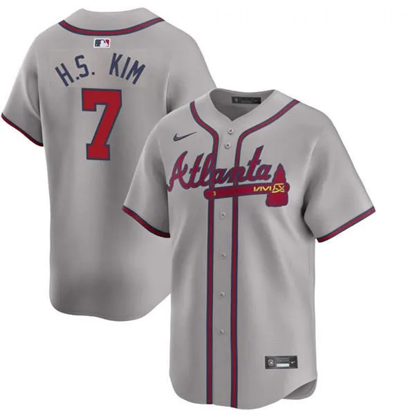 Mens Atlanta Braves #7 Ha-Seong Kim Nike Gray Away Limited Jersey