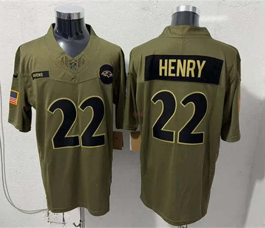 Mens Baltimore Ravens #22 Derrick Henry Nike 2025 Salute to Service Limited Jersey - Olive