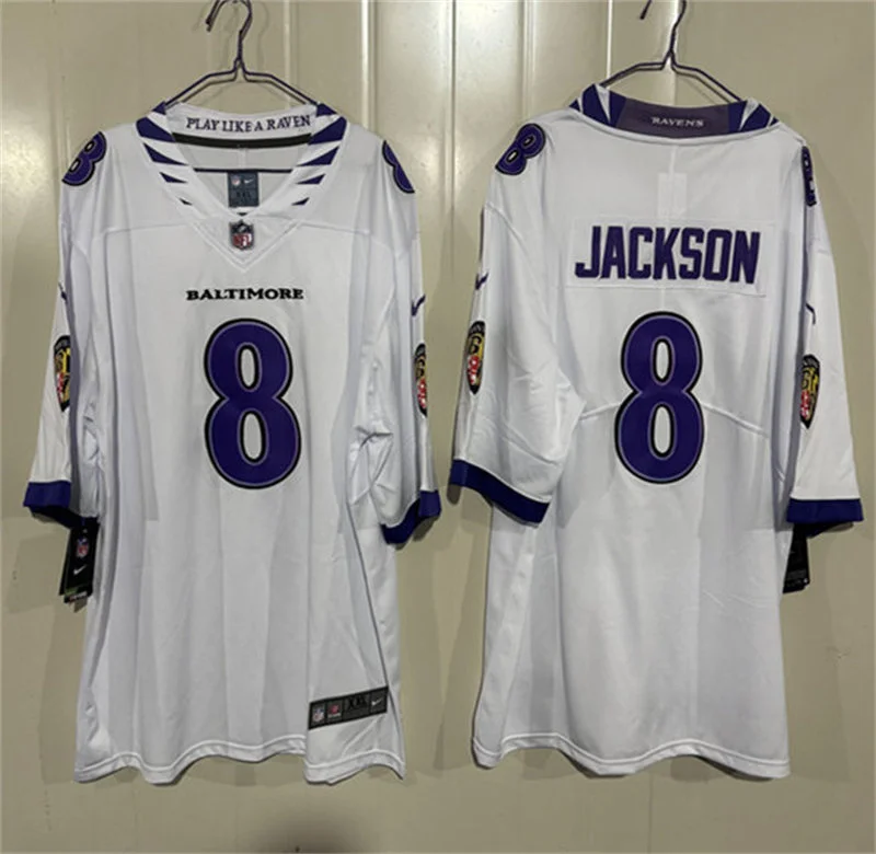 Men's Baltimore Ravens #8 Lamar Jackson Nike White 2026 Next Flight Vapor F.U.S.E. Limited Jersey