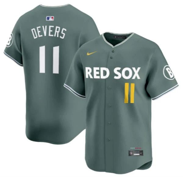 Mens Boston Red Sox #11 Rafael Devers Green 2025 City Connect 2.0 Limted Jersey