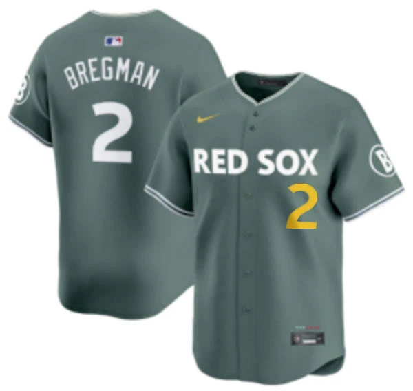 Mens Boston Red Sox #2 Alex Bregman Green 2025 City Connect 2.0 Limted Jersey