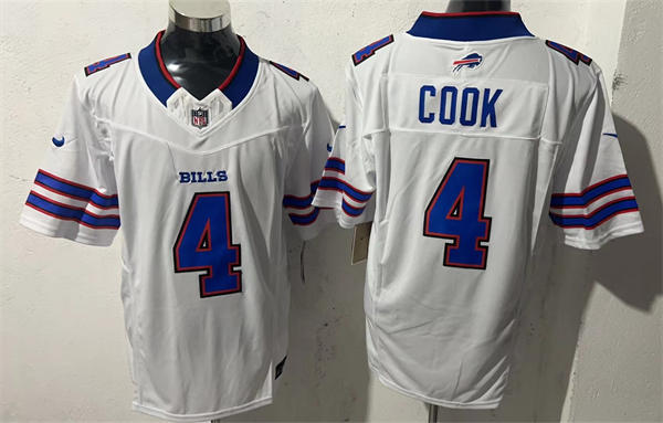 Mens Buffalo Bills #4 James Cook III Nike White Away Vapor F.U.S.E. Limited Jersey