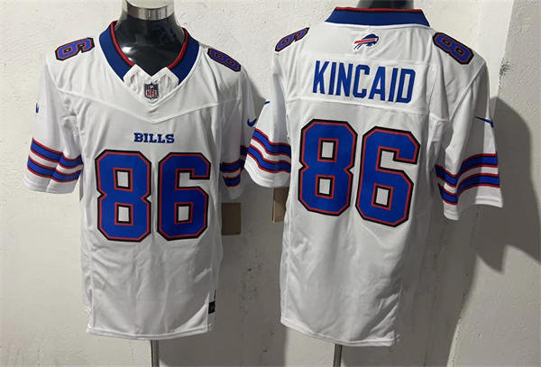 Mens Buffalo Bills #86 Dalton Kincaid Nike White Away Vapor Limited Jersey