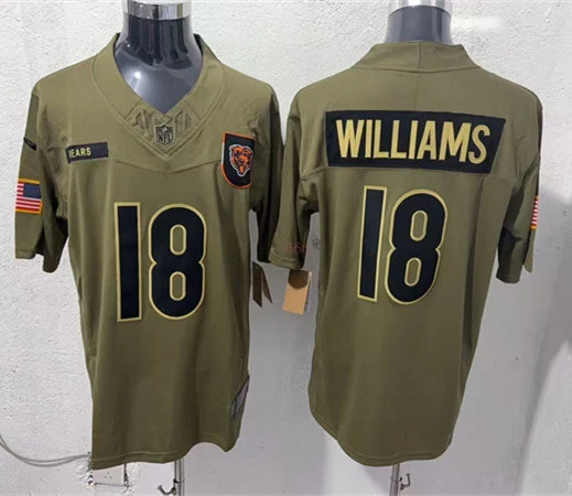 Mens Chicago Bears #18 Caleb Williams Nike 2025 Salute to Service Limited Jersey - Olive