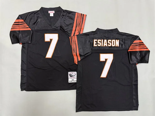 Mens Cincinnati Bengals #7 Boomer Esiason 1988 Black Throwback Jersey