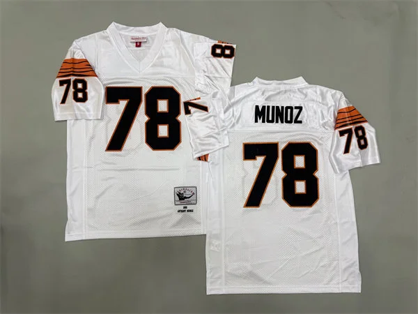 Mens Cincinnati Bengals #78 Anthony Munoz 1989 White Throwback Jersey