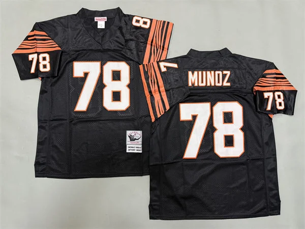 Mens Cincinnati Bengals #78 Anthony Munoz Black Throwback Jersey