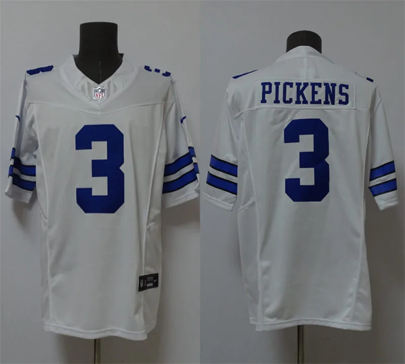 Mens Dallas Cowboys #3 George Pickens Nike White Vapor F.U.S.E. Limited Jersey