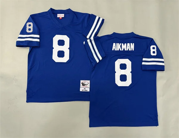 Mens Dallas Cowboys #8 Troy Aikman Blue 1996 Throwback Jersey