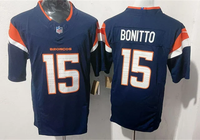 Mens Denver Broncos #15 Nik Bonitto Nike Navy Alternate Vapor F.U.S.E. Limited Player Jersey