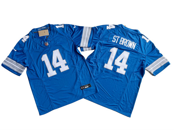 Mens Detroit Lions #14 Amon-Ra St. Brown Nike 2024 Blue Vapor F.U.S.E. Limited Jersey