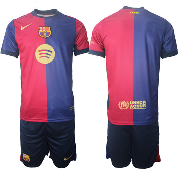 Mens Barcelona Blank 2025 Red Blue Home Soccer Jersey kit