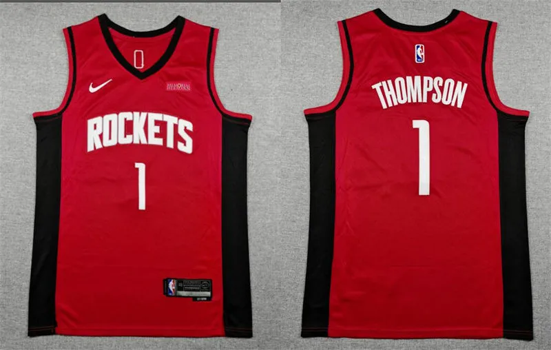 Mens Houston Rockets #1 Amen Thompson Red Icon Edition Jersey