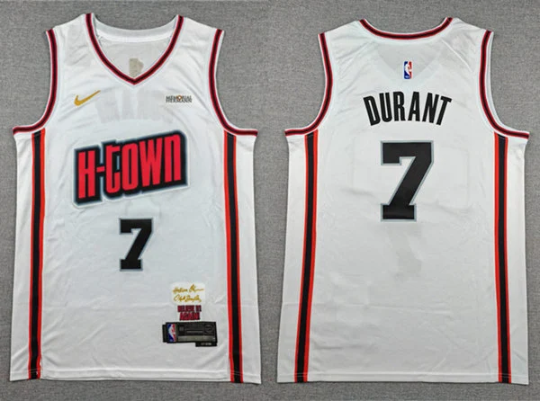 Mens Houston Rockets #7 Kevin Durant 2024-25 White City Edition Jersey