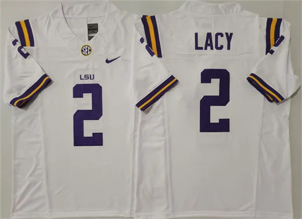 Mens LSU Tigers#2 Kyren Lacy 2024 F.U.S.E. Limited White College Football Game Jersey