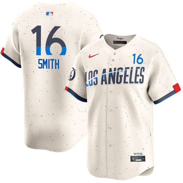 Mens Los Angeles Dodgers #16 Will Smith City Connect Limited Player Jersey - Cream