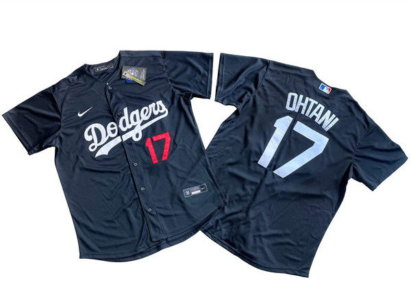 Mens Los Angeles Dodgers #17 Shohei Ohtani Nike Black Fashion Baseball Jersey
