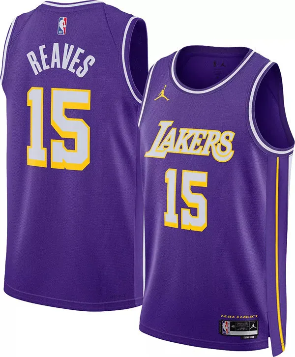 Mens Los Angeles Lakers #15 Austin Reaves 2025 Purple Statement Edition Jersey