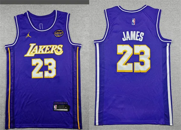 Mens Los Angeles Lakers #23 LeBron James 2025-26 Purple Statement Edition Jersey