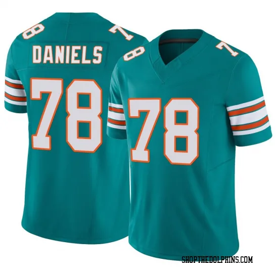 Mens Miami Dolphins #78 James Daniels Nike Aqua Alternate F.U.S.E. Vapor Limited Jersey