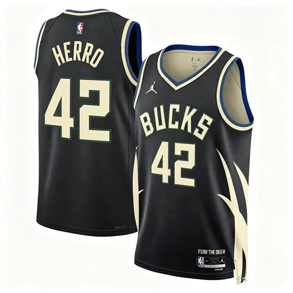 Mens Milwaukee Bucks #42 Tyler Herro Black Statement Edition Swingman Jersey