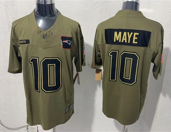 Mens New England Patriots #10 Drake Maye Nike 2025 Salute to Service Limited Jersey - Olive