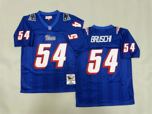 Men's New England Patriots #54 Tedy Bruschi Royal 1996 Throwback Vintage Jersey