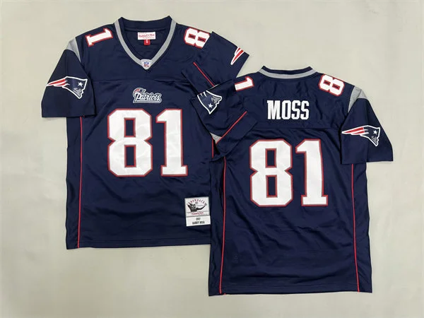 Men's New England Patriots #81 Randy Moss 2007 Navy Legacy Throwback Jersey