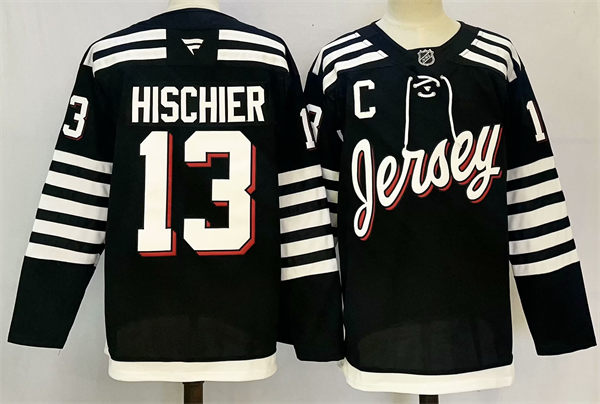 Mens New Jersey Devils #13 Nico Hischier Fanatics  Black Alternate Premier Player Jersey