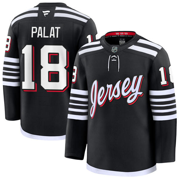 Mens New Jersey Devils #18 Ondrej Palat Black Alternate Player Jersey