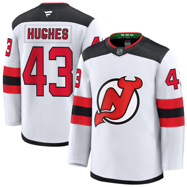Mens New Jersey Devils #43 Luke Hughes Fanatics Away White Jersey