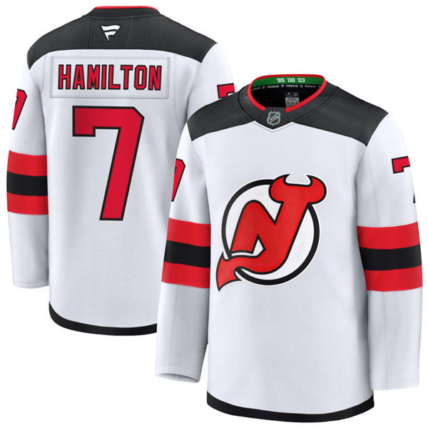 Mens New Jersey Devils #7 Dougie Hamilton Fanatics Away White Jersey