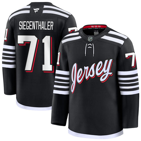 Mens New Jersey Devils #71 Jonas Siegenthaler Fanatics  Black Alternate Premier Player Jersey