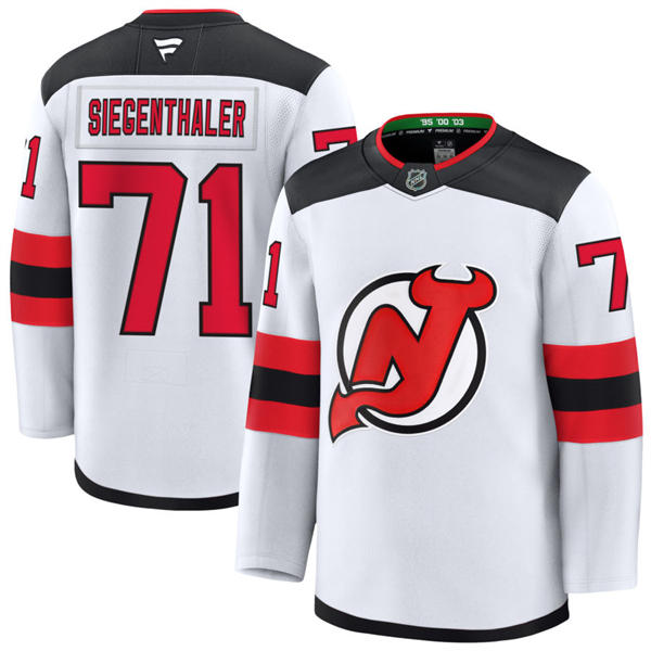 Mens New Jersey Devils #71 Jonas Siegenthaler Fanatics Away White Jersey