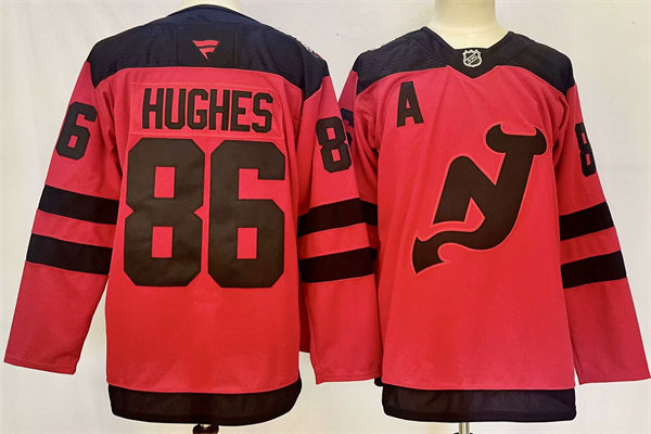 Mens New Jersey Devils #86 Jack Hughes 2024 NHL Stadium Series Jersey Red