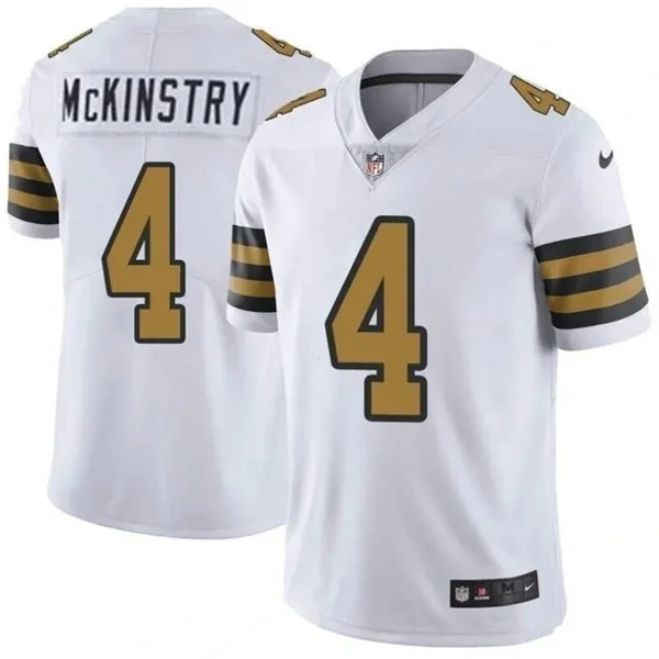 Mens New Orleans Saints #4 Kool-Aid McKinstry Nike White Gold Alternate F.U.S.E Limited Jersey