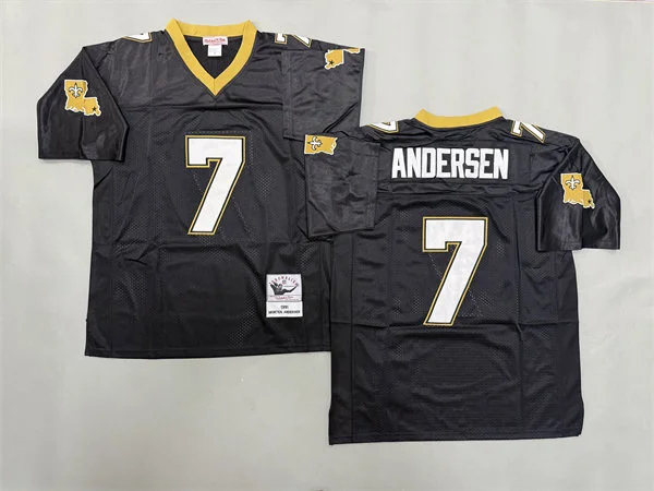 Mens New Orleans Saints #7 Morten Andersen 1991 Black Throwback Jersey