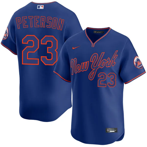 Mens New York Mets #23 David Peterson Nike 2025 Royal Pullover Alternate 2nd Limited Jersey