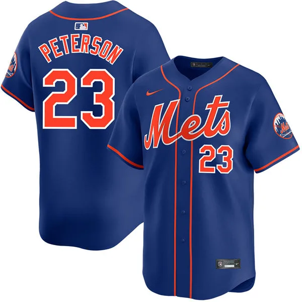 Mens New York Mets #23 David Peterson Stitched Nike Royal Orange Alternate Limited Jersey